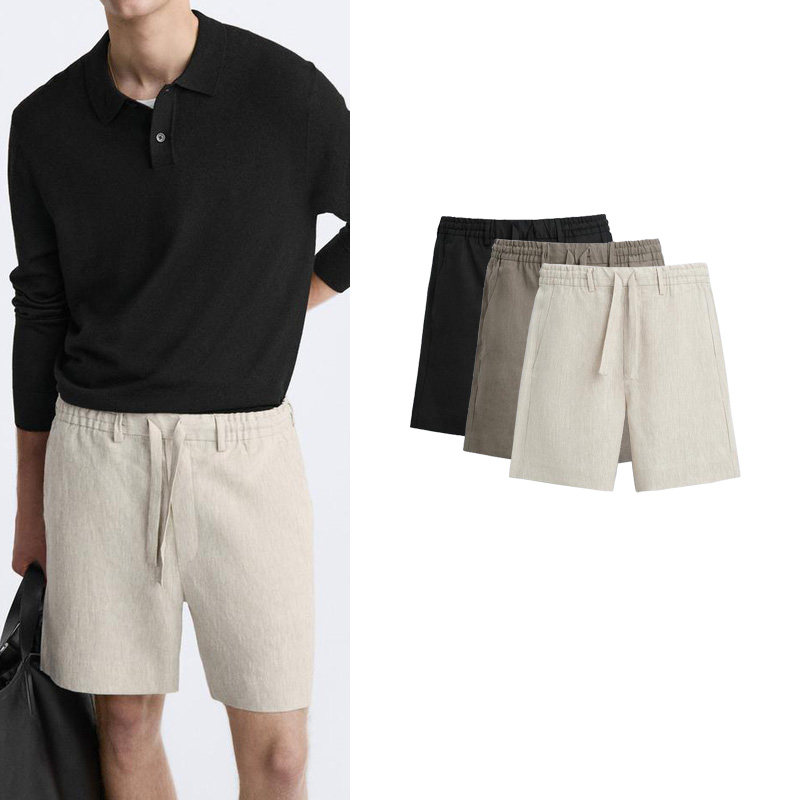 thumbnail for Spring New Men's Elastic Waist Loose Blended Casual Versatile Breathable Shorts 2634601