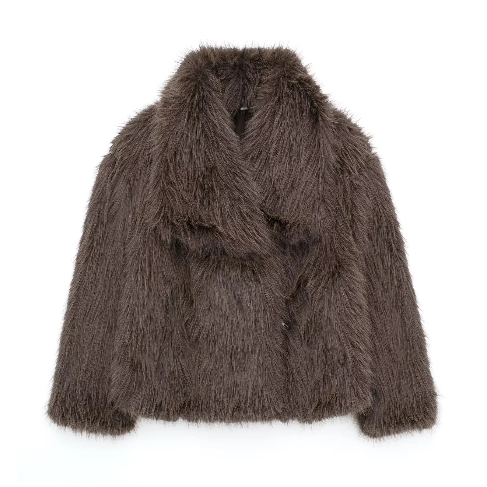 Zara Ecru Short Faux Fur Jacke foto 4