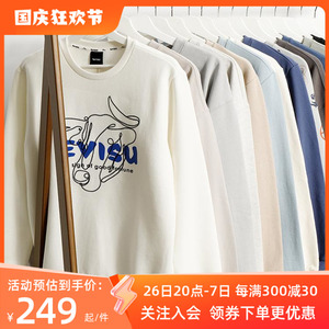 正品EVISU福神休闲圆领卫衣秋冬街头男女简约舒适百搭上衣穿搭潮