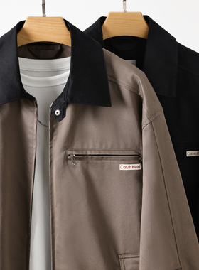 美版新品 Calvin Klein撞色翻领拉链夹克男士商务休闲通勤外套潮