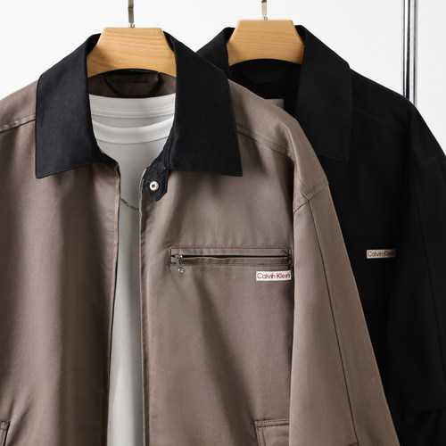 CalvinKlein撞色翻领拉链夹克男