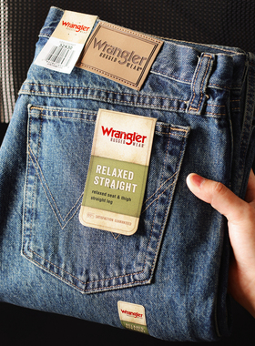 Wrangler威格RW系列宽松直筒水洗牛仔裤美式复古做旧长裤冬季新品