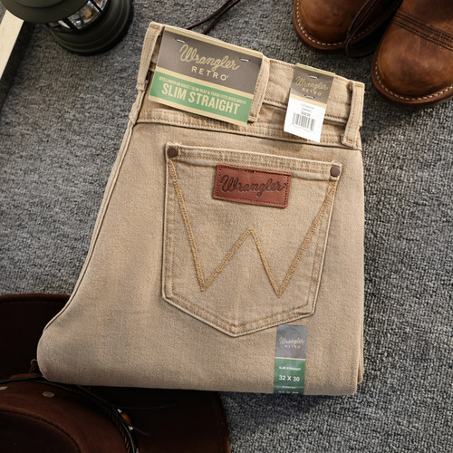 Wrangler男士低腰修身直筒牛仔裤