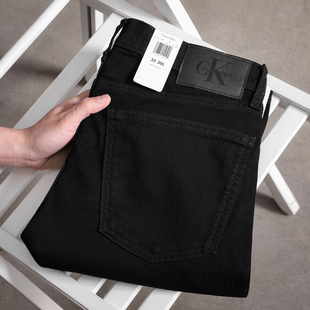 Calvin Klein早春美式复古低腰直筒黑色弹力牛仔裤男潮流通勤长裤