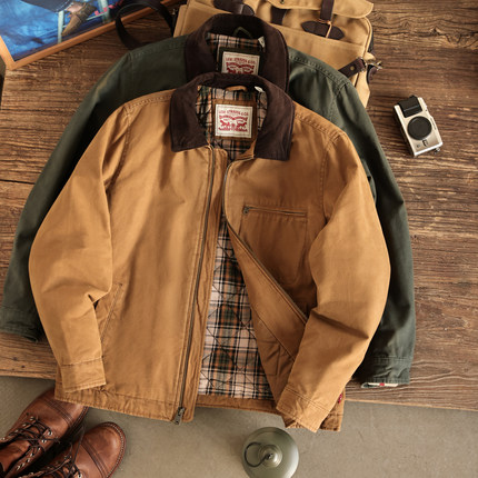 Levis李维斯美式复古底特律工装夹克男士撞色领加厚棉衣冬季外套