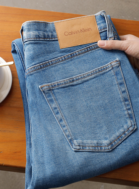 正品Calvin Klein浅蓝色CK JEANS男款水洗直筒牛仔裤新品40TM748