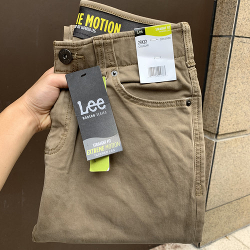 Lee薄款中腰直筒锥形高弹牛仔裤