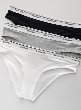Calvin Klein循环提花腰边内裤女士CK低腰性感比基尼三角裤三条装