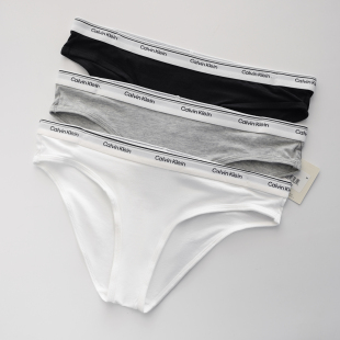 Calvin Klein循环提花腰边内裤女士CK低腰性感比基尼三角裤三条装