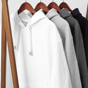 潮牌纯色宽松帽衫 美版 oversize连帽套头薄绒卫衣男士 Club美式 Pro