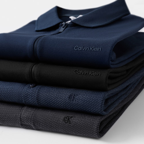 CalvinKlein半拉链休闲POLO衫