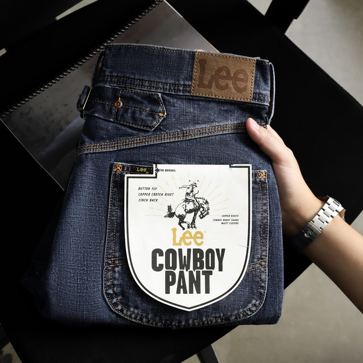 Lee李男士高腰经典直筒牛仔长裤