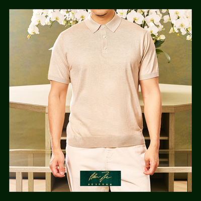 AllenXie丝羊绒羊毛短袖Polo衫