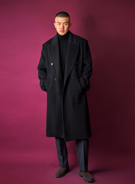 双排扣柴斯特大衣中长款纯色羊绒羊毛纯色宽松Allen Xie艾伦谢