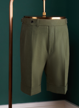 麻棉西装短裤商务休闲直筒宽松夏男纯色百搭两色Allen Xie艾伦谢