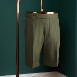 Xie艾伦谢 商务休闲直筒宽松夏男纯色百搭两色Allen 麻棉西装 短裤