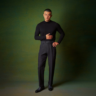 不摸鱼裤 长裤 子男棉麻修身 松紧腰宽松AllenXie艾伦谢 商务休闲西裤