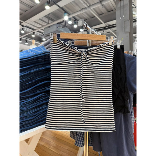 BM新款美式甜辣撞色条纹吊带