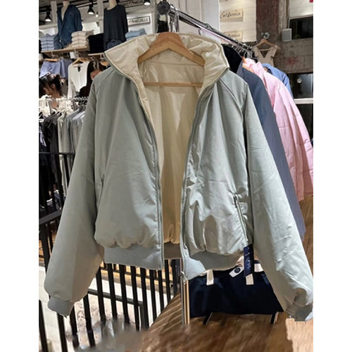 Brandybm官网立领双面格子棉服面包服加厚两面穿保暖短款外套女冬