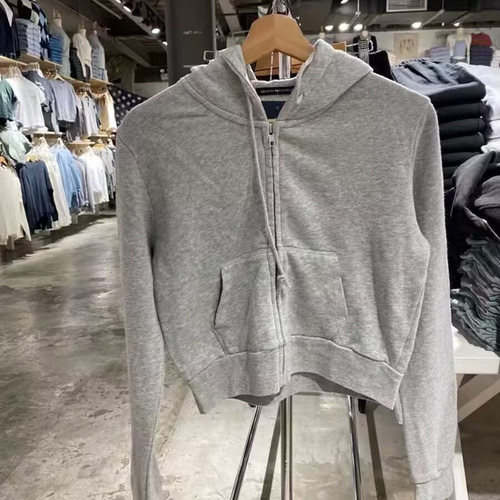 BM美式复古短款纯色卫衣