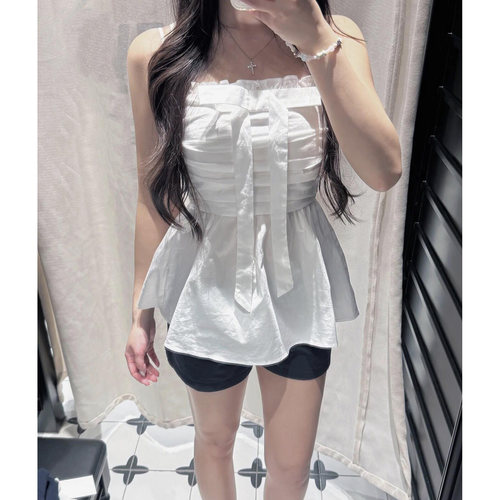 bm纯欲辣妹蝴蝶结抹胸吊带背心女