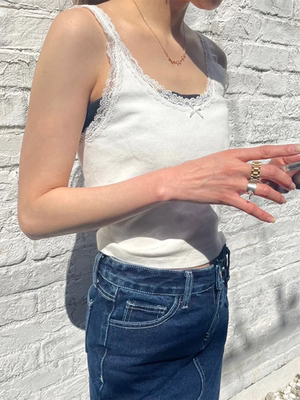 BrandyBM官网夏季纯棉蕾丝背心圆领短款吊带女BEYONCA LACE TANK
