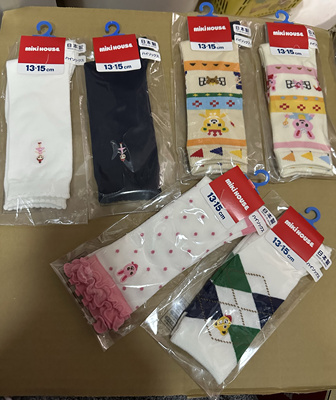 【国内现货】日本代购mikihouse棉袜男童女童刺绣高筒袜子日本制