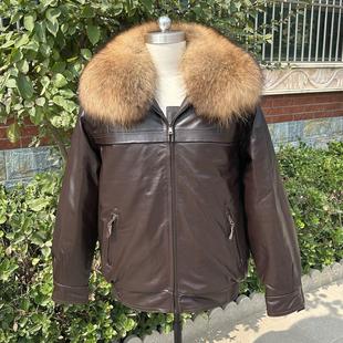 真皮皮衣男飞行员皮夹克头层牛皮空军中老年加棉加厚摩托车机车服