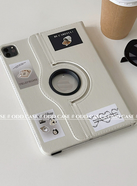 奶呼呼的白色ipad保护套 旋转/横屏/竖屏支架pro11/10.9/10.2寸/air5/10.5/9.7/mini6迷你45翻盖平板休眠10代