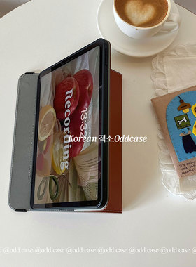 odd「呼声好高！棕色日式侘寂」书本式横屏支撑ipad A16平板保护套air6/7/11寸pro13苹果10.2/10代/10.9/mini