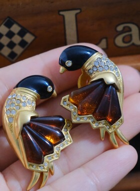 中古JoanRivers树脂小鸟耳夹