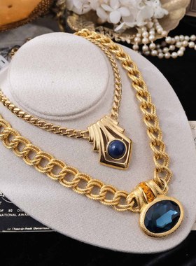 Napier蓝色水晶摩登优雅中古项链