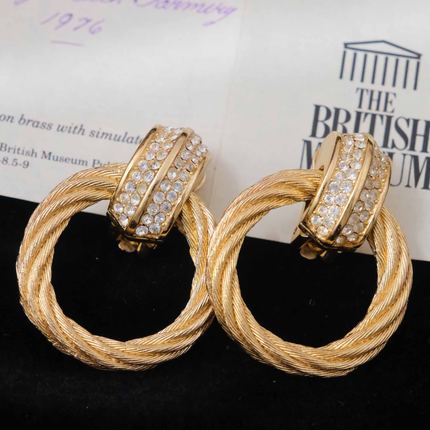 Vintage古董首饰DI0R复古优雅圈圈水晶港风礼物婚礼中古耳夹D31