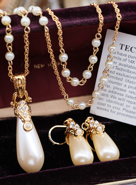 NolanMiller珍珠复古耳环项链