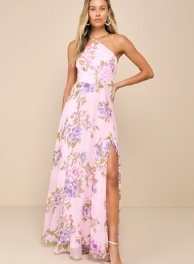 外贸单2026夏季新款时尚大摆修身性感度假印花淑女显瘦复古连衣裙