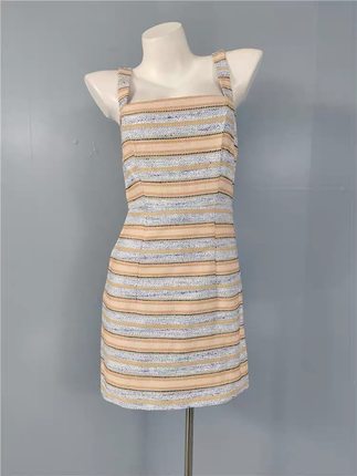 外贸单淑女春季新款法式复古百搭气质收腰显瘦吊带连衣裙礼服裙