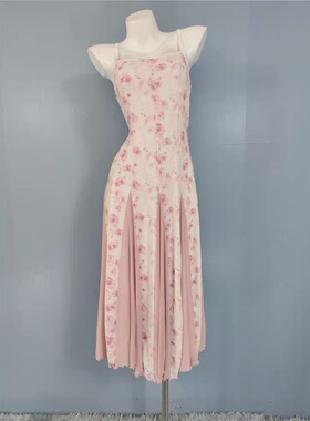 外贸单2026夏季新款百搭修身网纱淑女显瘦系带粉色夏季新款连衣裙