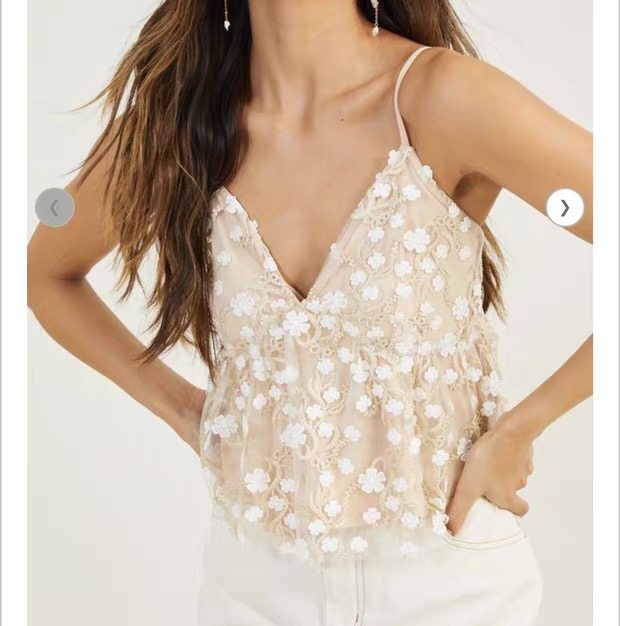 外贸2026春季新款百搭个性优雅时尚刺绣绑带V领露背性感吊带上衣