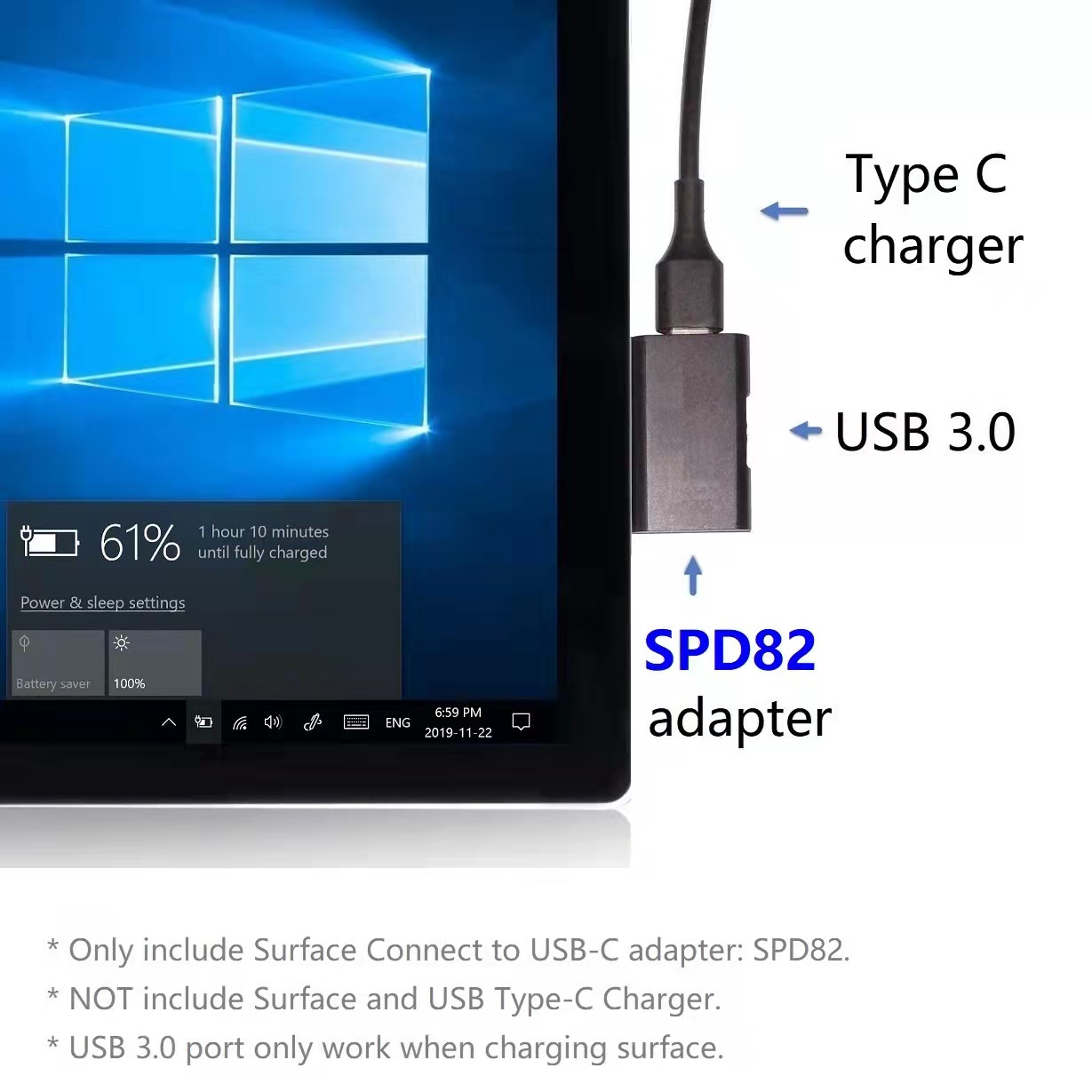 spd80 82 usb adapter Surface Go Book Pro3456  Type-C charger