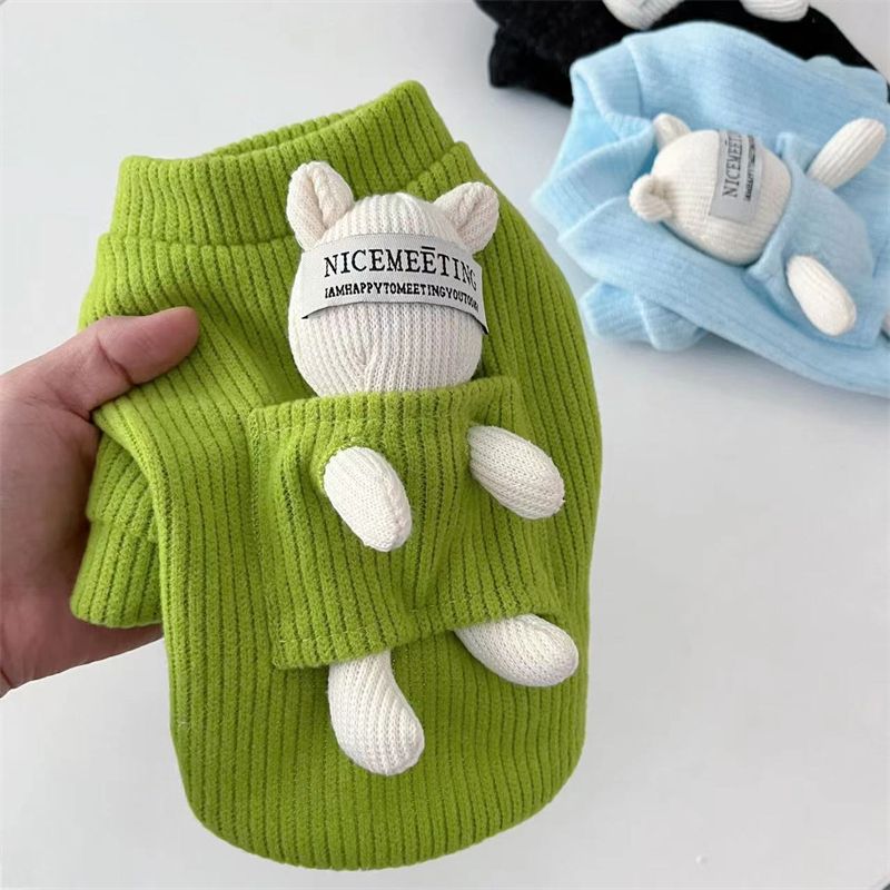 宠物秋冬保暖柔软小熊毛衣泰迪比熊博美小型犬狗狗猫咪针织衫衣服