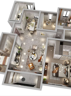 酷家乐3dmax效果图代画CAD平面布置家具衣柜全屋定制VR全景施工图