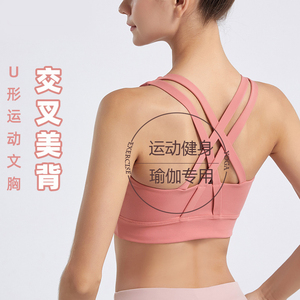 瑜伽背心女2024新款运动内衣交叉美背运动健身防震聚扰文胸上衣夏