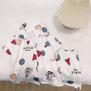 实拍夏季新款蜡笔小新睡衣儿童男童女童通用短袖宝宝家居服套装夏
