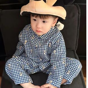 2026新款春秋新款男童睡衣可爱卡通腊肠狗儿童男女中大童家居服套