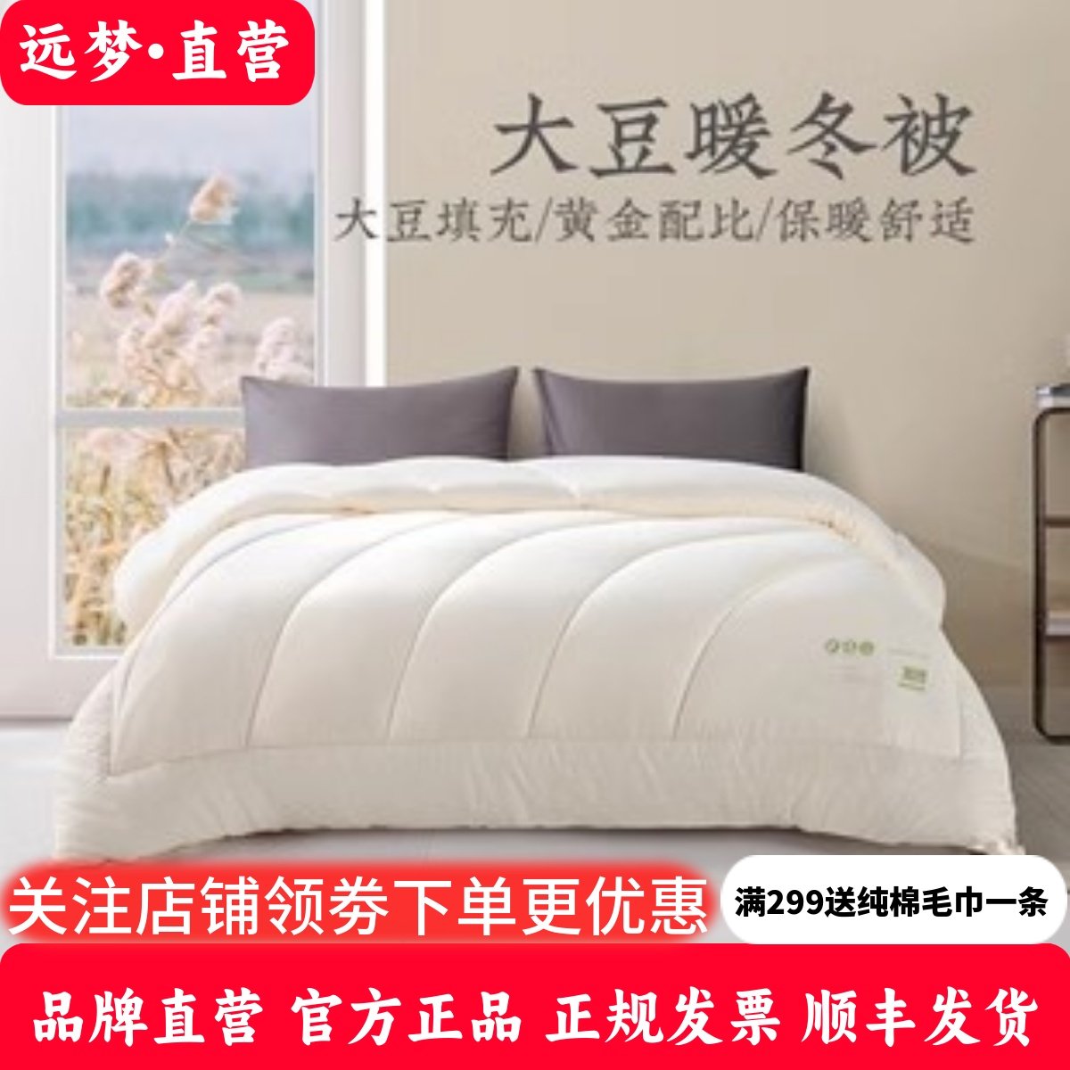 远梦大豆纤维亲肤爽肤四季被空调被芯大豆亲肤暖冬被加厚保暖被子,床上用品,化纤被,淘宝优惠券,粉丝福利购,淘宝优惠卷