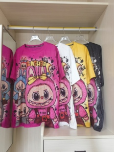 跨境外贸欧货女短袖T恤宽松大码2026新款潮牌烫钻卡通图案夏季