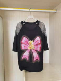 跨境外贸女短袖T恤宽松大码2026新款潮牌图案镂空网红款高品质