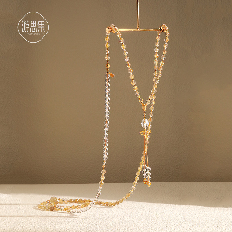 明星同款静姐推荐巴西天然金发晶招米项链女新中式国风轻奢多用链