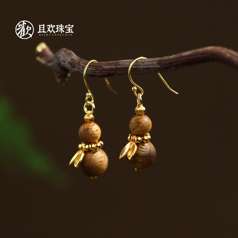 游思集 · 虚室耳环天然沉香葫芦耳扣坠环女高级百搭款S925银女