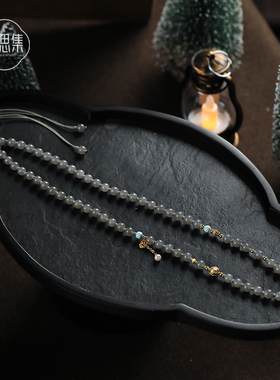 烟紫【砚卿多用链】天然和田玉串珠毛衣项链手链S925银珍珠送礼